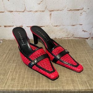 Casadei Red/Black Mules Italian Leather 8.5 EUC